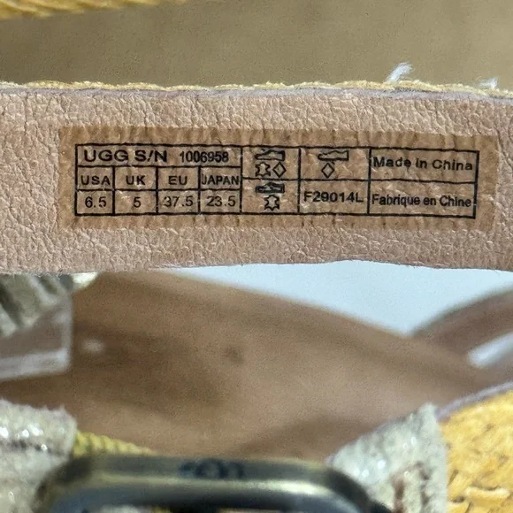 UGG Australia Gold Metallic Braided Wedge Sandals Women’s Size 6.5 - Picture 10 of 12